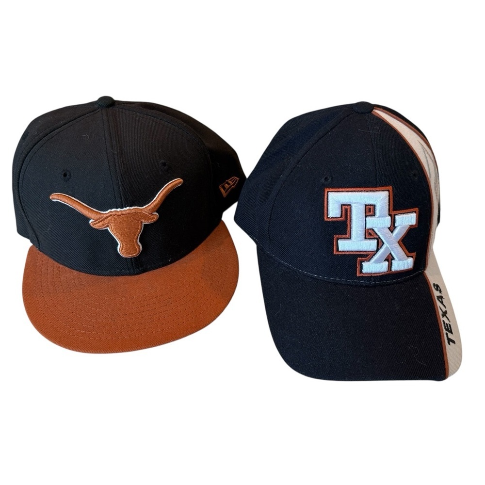 SOLD TX and Texas Longhorn Hat Bundle NEW 7.5 Black Orange Blue Ocean / New Era - Picture 1 of 10